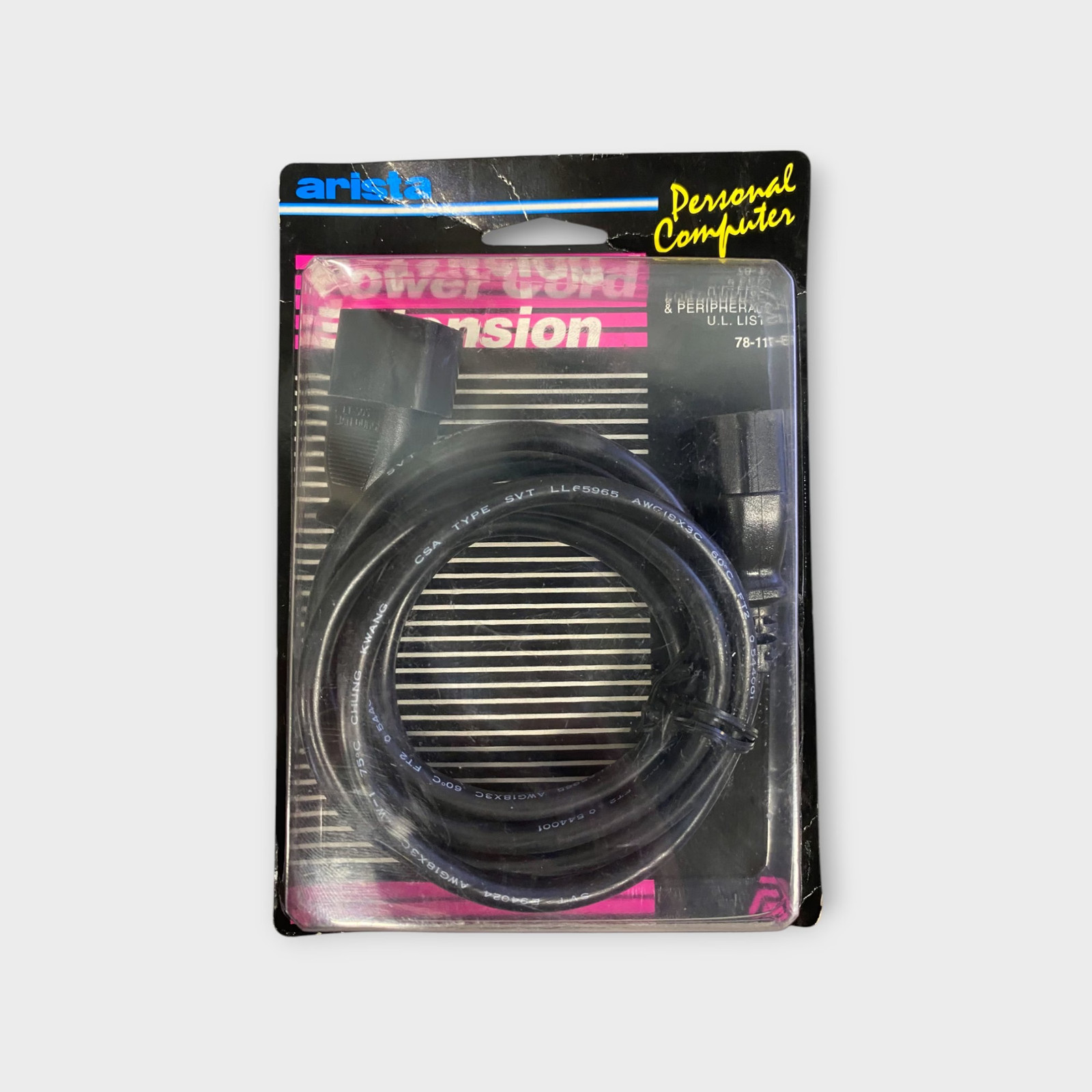 Arista 6' Power Cord Extension for Computers and Peripherals - New Old Stock