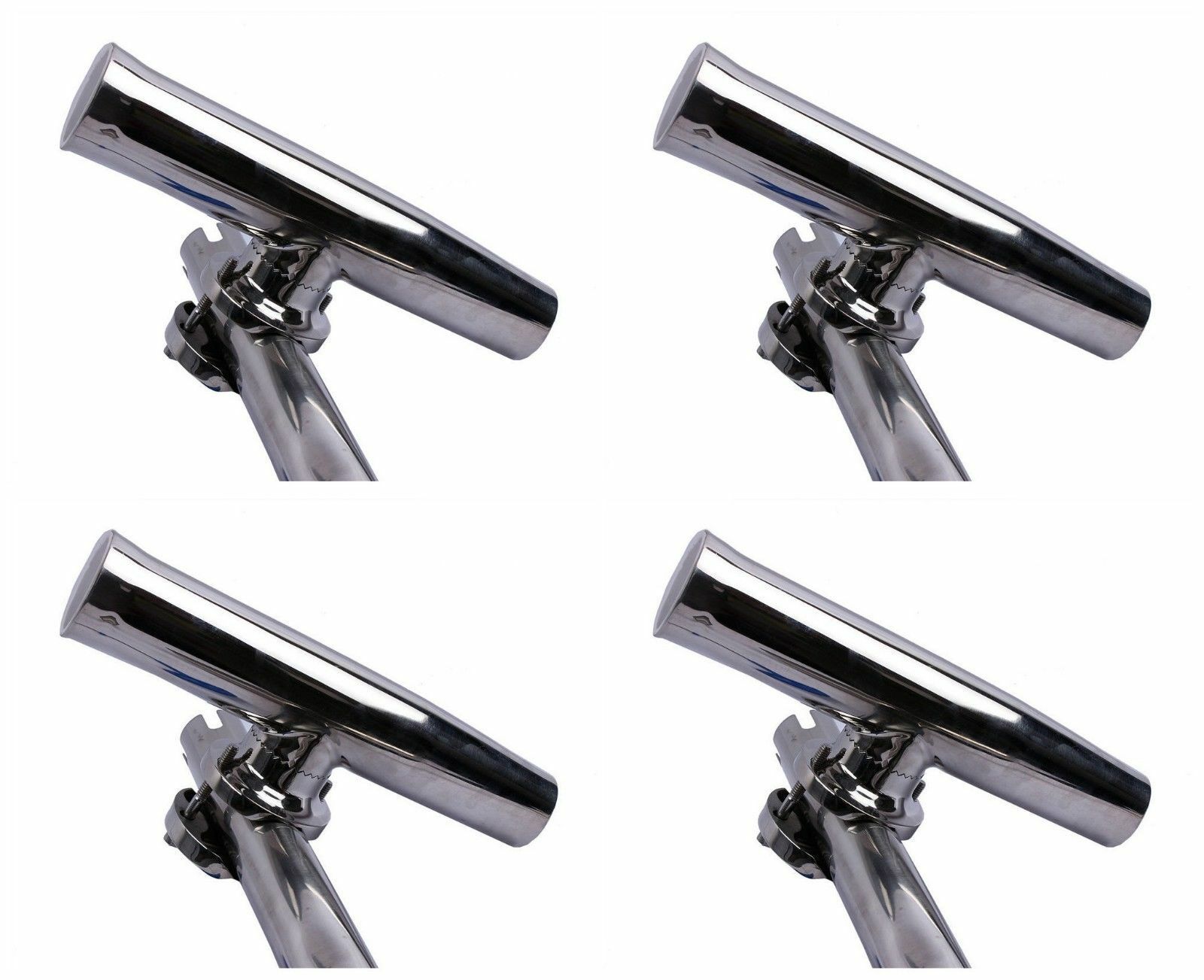 4X 316 Stainless Steel Fishing Rod Holder for Boat Clamp on 1-1/4" to 2" Rail