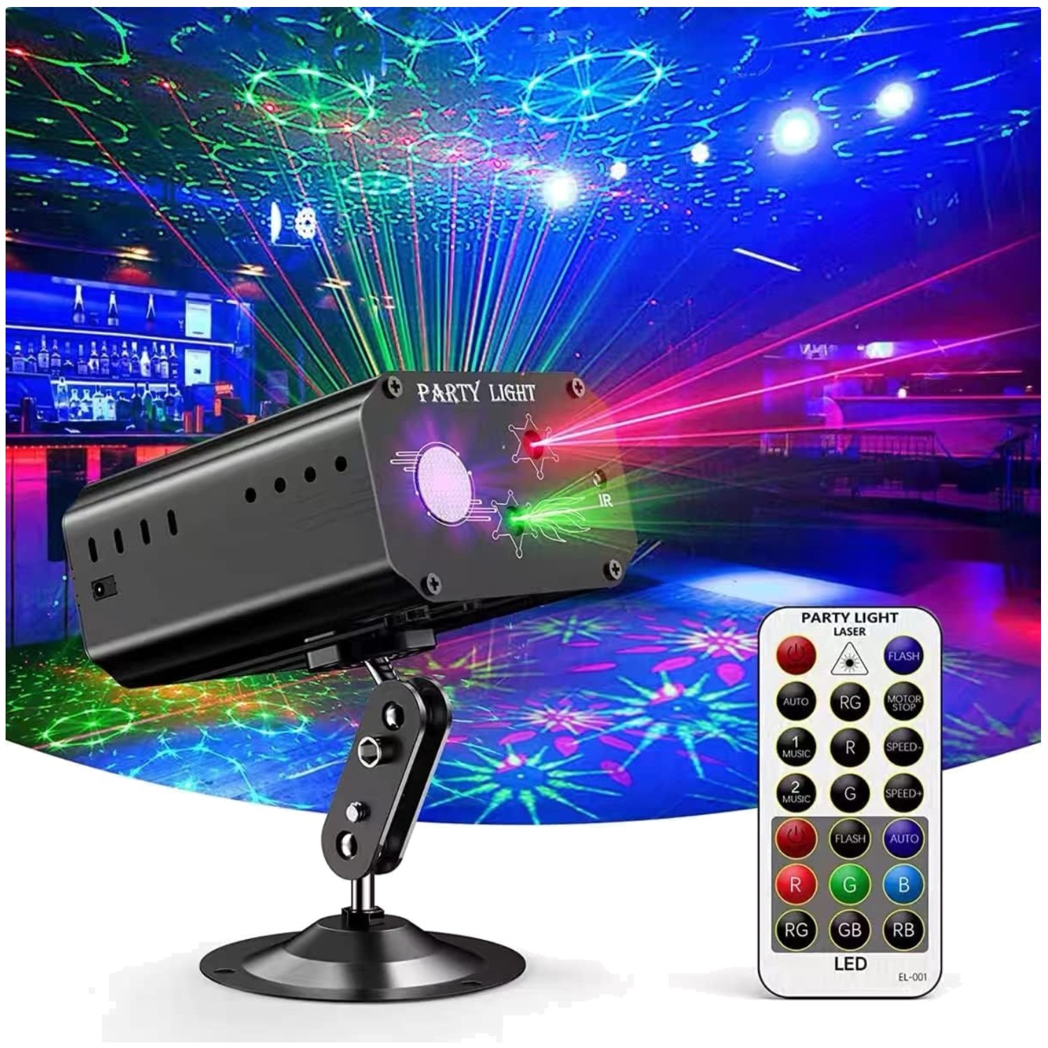 High Performance Stage Lights - Sound Activated with Remote for Weddings & More
