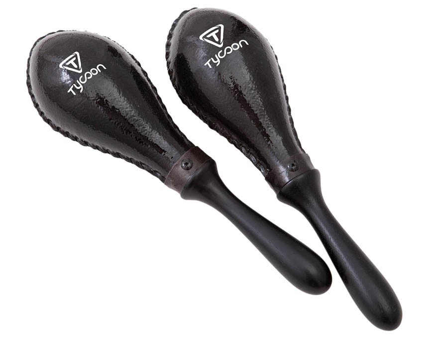 Tycoon Percussion Large Black Oval Rawhide Maracas