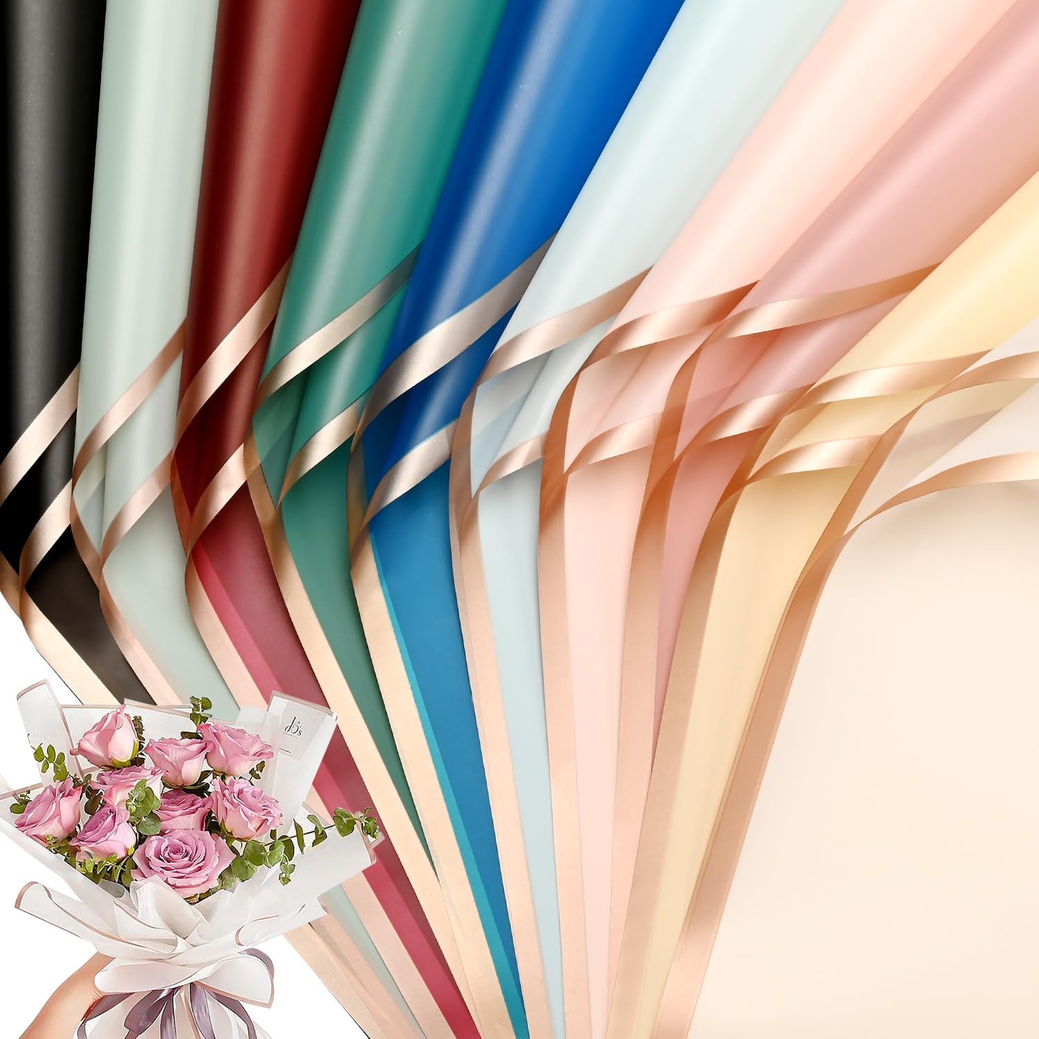 30 Sheets 10Colors Flower Bouquet Wrapping Paper,Florist Supplies Waterproof Flo