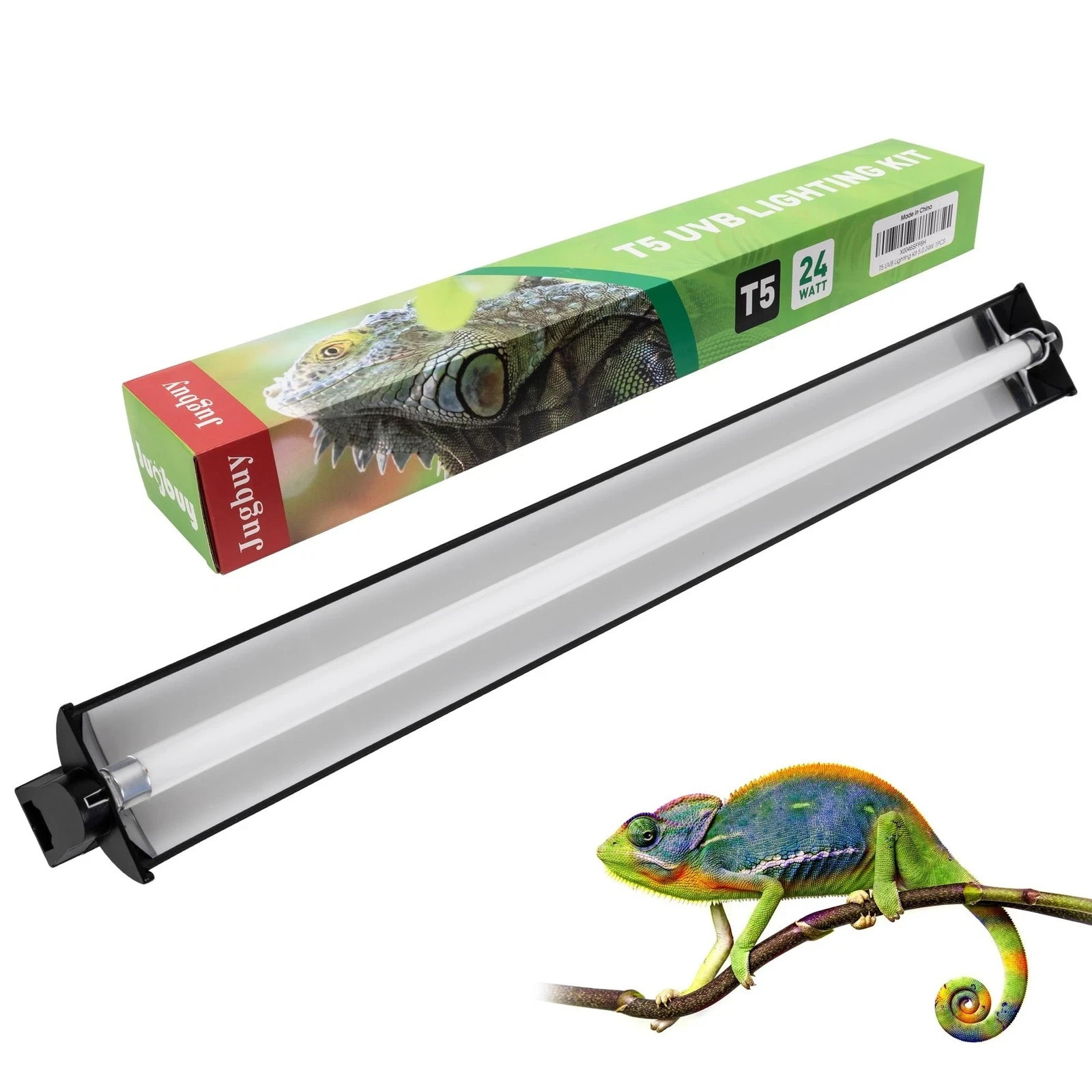 UVB Reptile Light Kit, 24W T5 Lamp Fixture and 5.0 UVB Tube Combo, Linear Lig