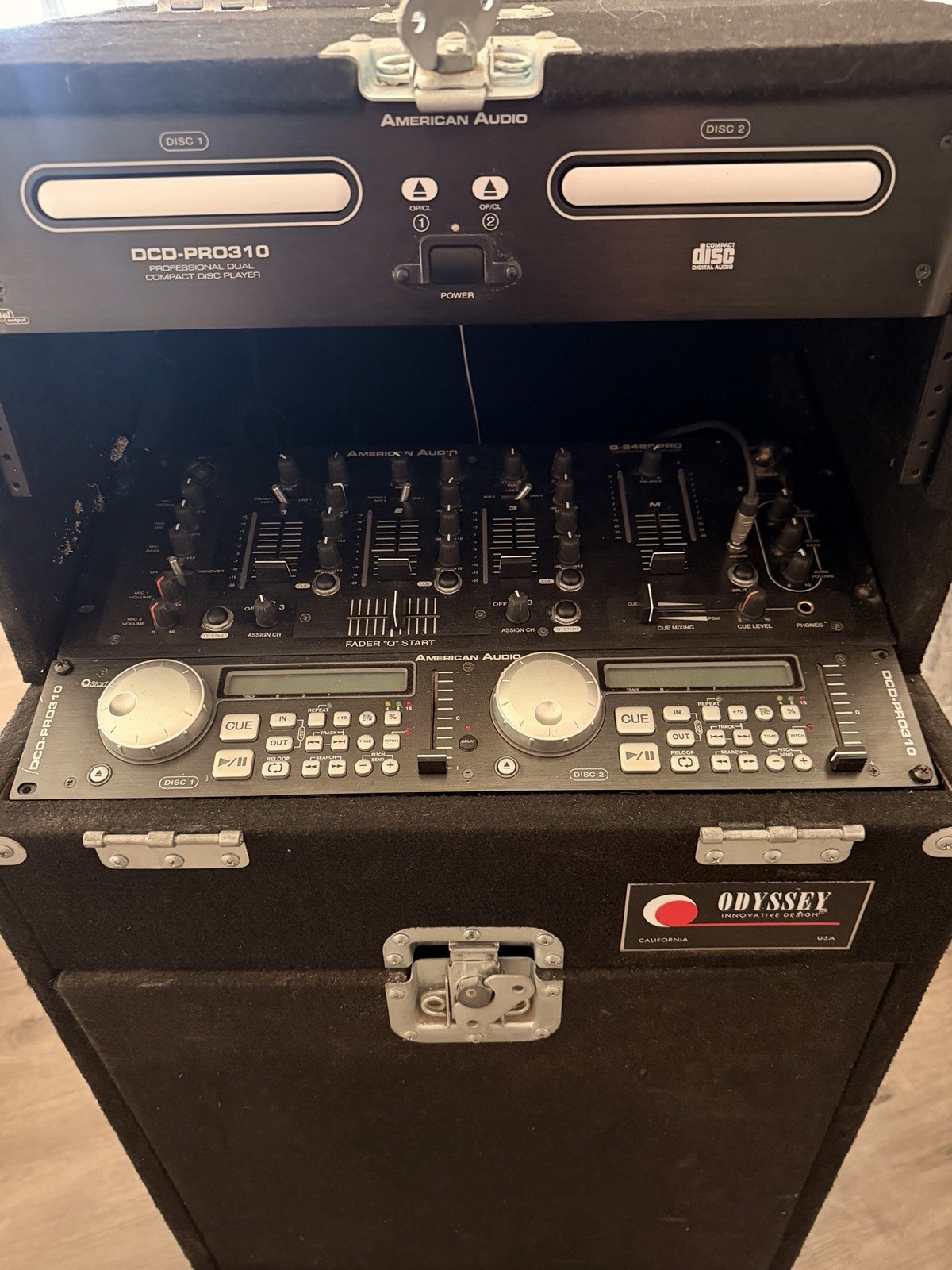 American Audio DJ Rig: DCD-PRO310 Dual CD Player & Q-2422 MKII Mixer in Odyssey