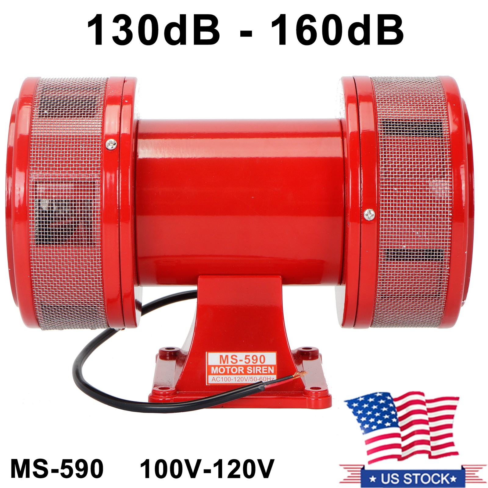 INDUSTRIAL ELECTRIC MOTOR AIR RAID SIREN SCHOOL/FACTORY/ALARM 120V 160dB