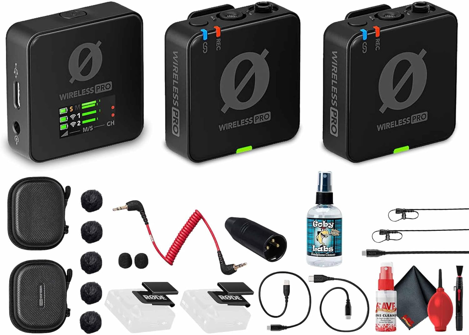 Wireless PRO 2-Person Clip-On Microphone System with Accessories & Cleaning Kit