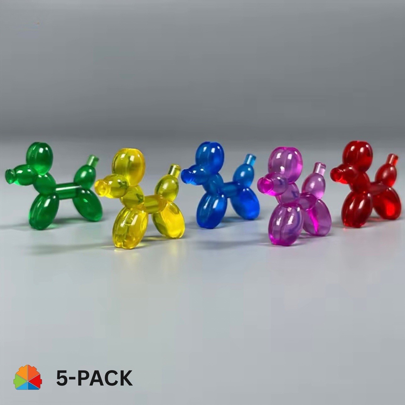 Balloon Dog Building Blocks 5 Pack Transparent MOC Brick Compatible Parts Toy