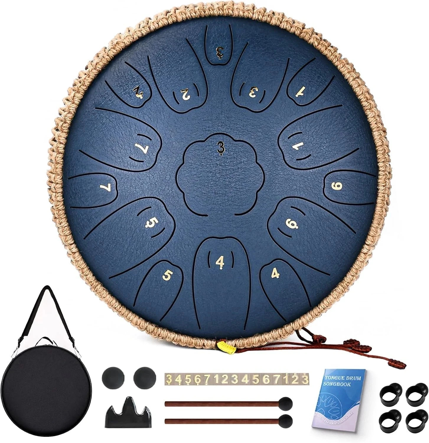 Steel Tongue Drum 15 Notes 14 Inch D-Key Panda Balmy Drum Percussion Instrument