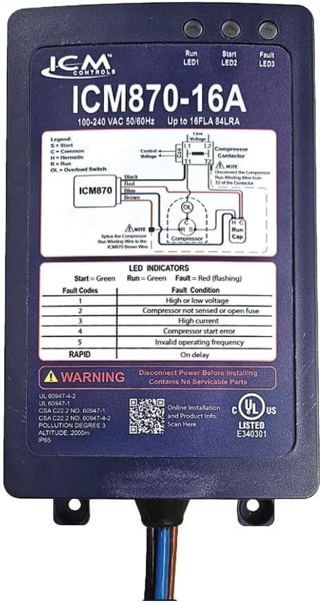 ICM Controls ICM870-16A Motor Soft Start Kit, 120-240V 16 Amp
