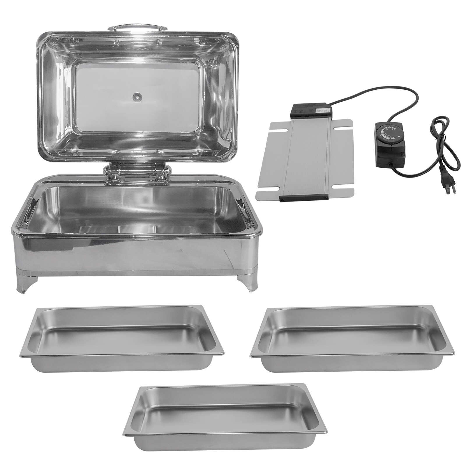 Electric Chafing Dish 9.5QT Buffet Servers Food Warmer w/ Glass Lid for Catering