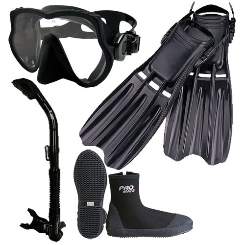 Scuba Dive Frameless Mask Snorkel Boots Fins Gear Set