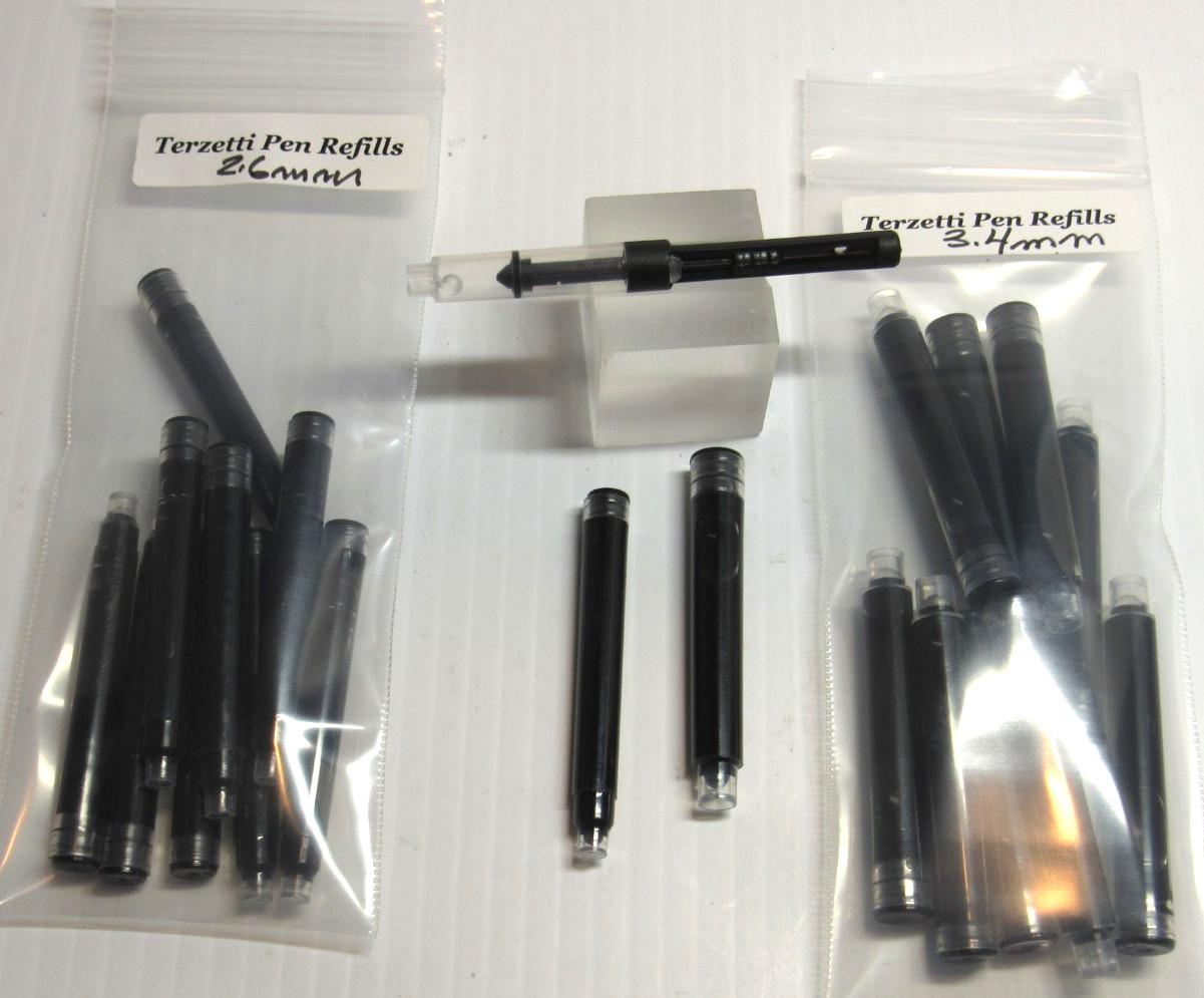 Variety Black 20 Fountain Pen Ink Cartridges -10 @2.6mm+ 10@3.4mm+Gift Converter