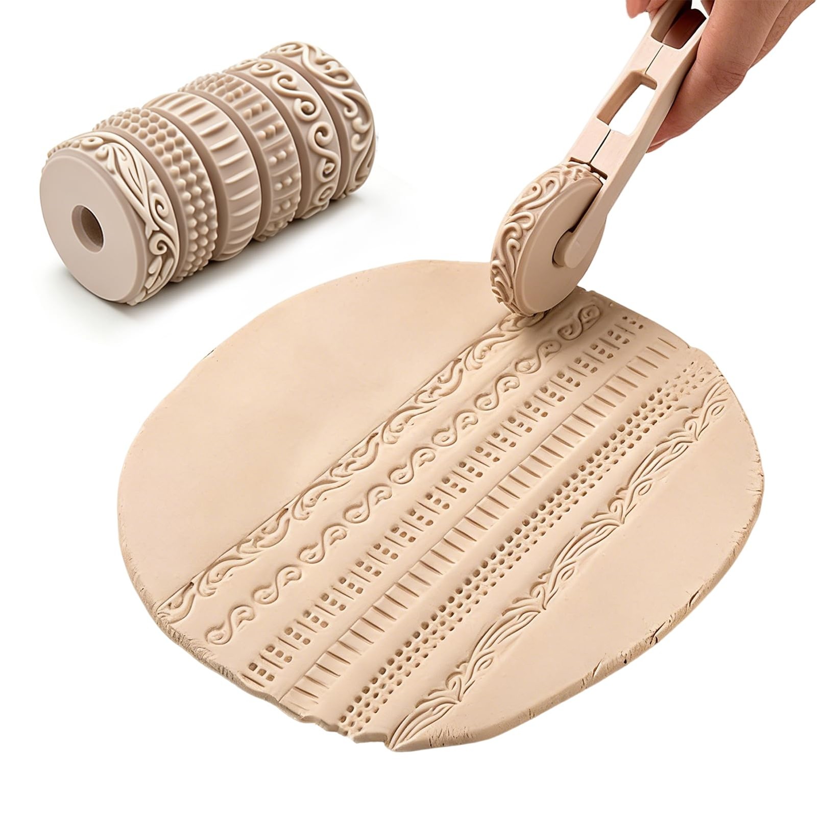 Clay Texture Rollers, 6 Patterns Clay Sculpting Tools, Clay Roller Set for Mo