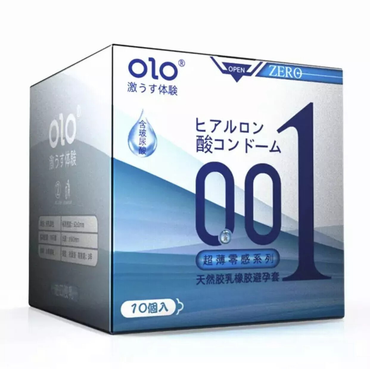 OLO 001 Ultra-Thin 0.01mm Condoms 10pc Polyurethane Hyaluronic Natural Latex