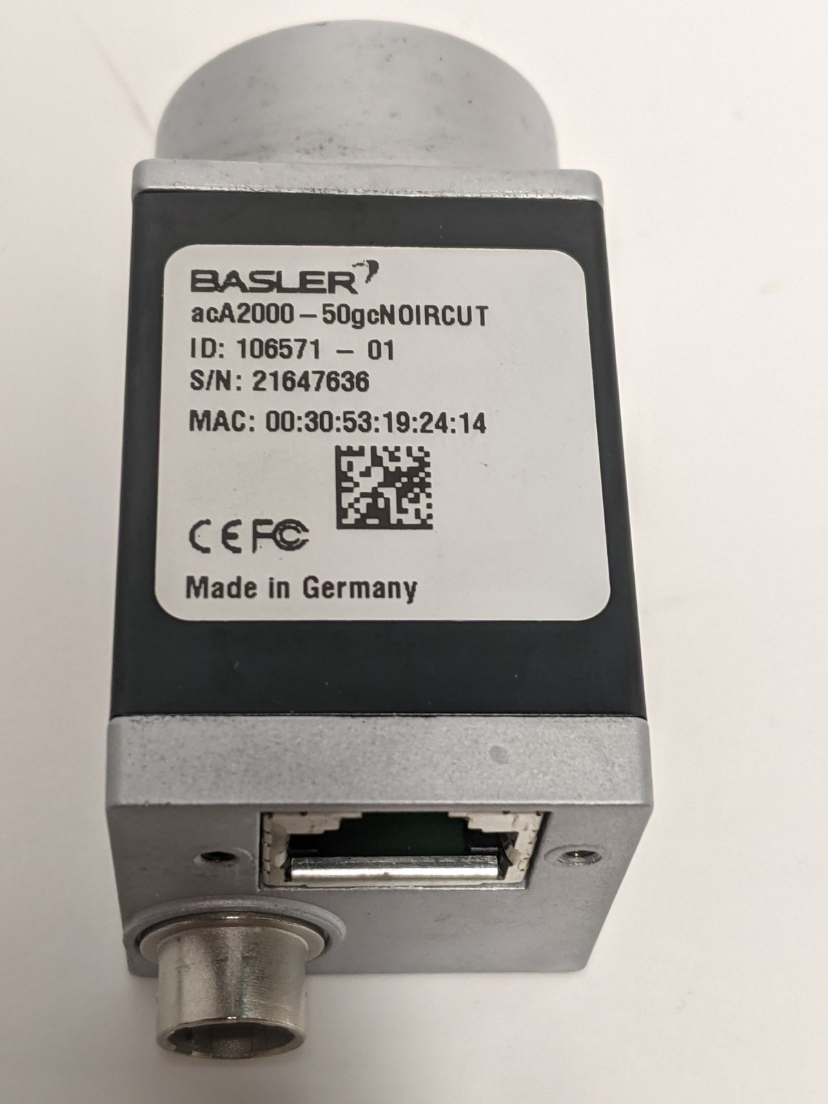 Basler acA2000-50gcNOIRCUT 2.2MP 50 FPS GIGE Color Machine Vision Camera