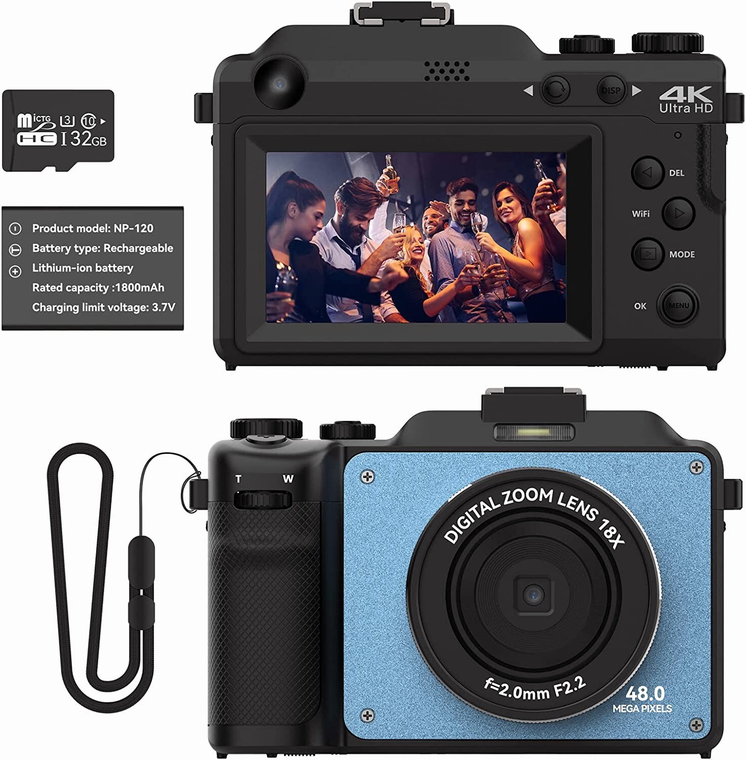 4K Digital Camera for Photography 48MP Vlogging Camera for YouTube with 3.0'' 18