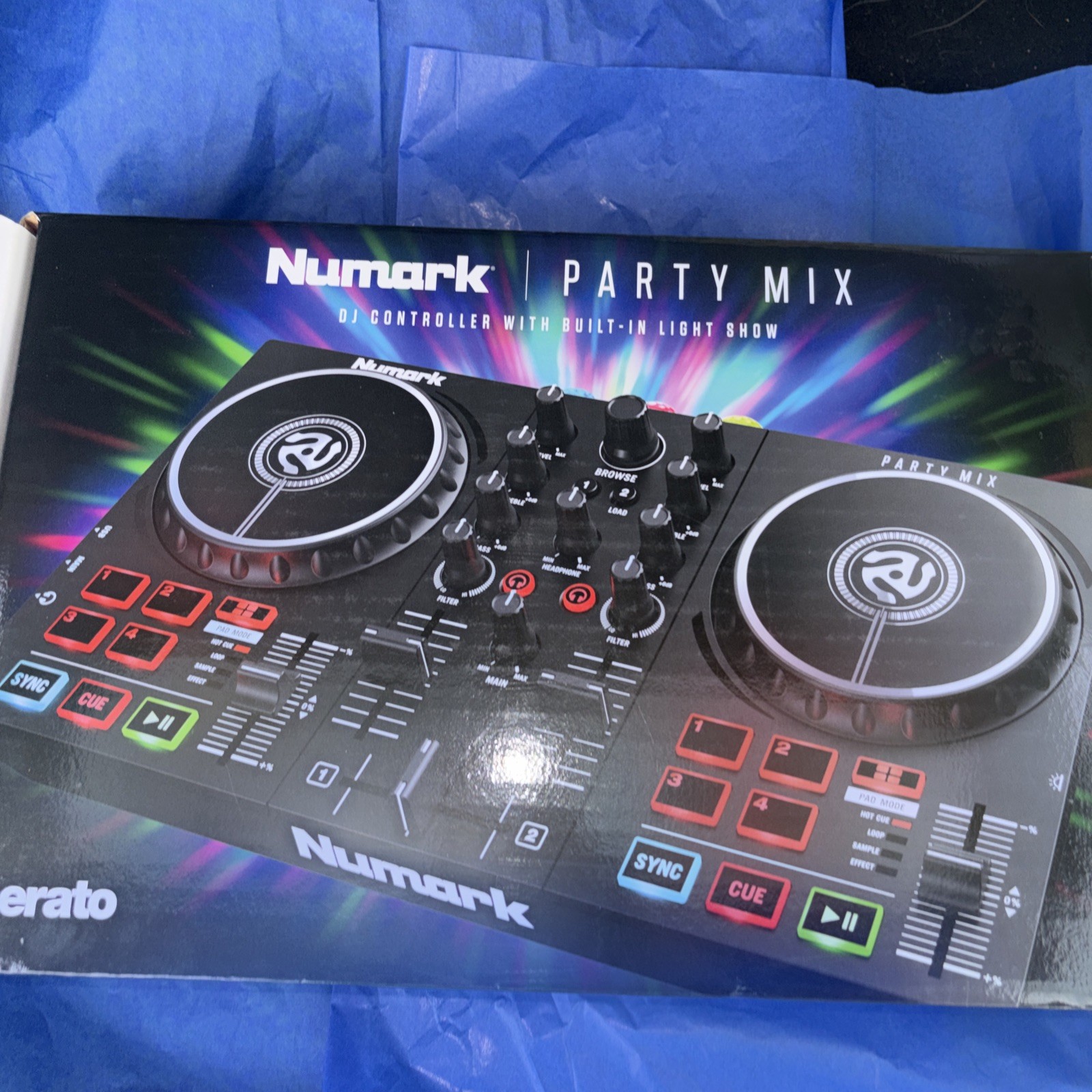 Numark Party Mix II DJ Controller w/ Built-In Lights Serato Lite USB Mixer