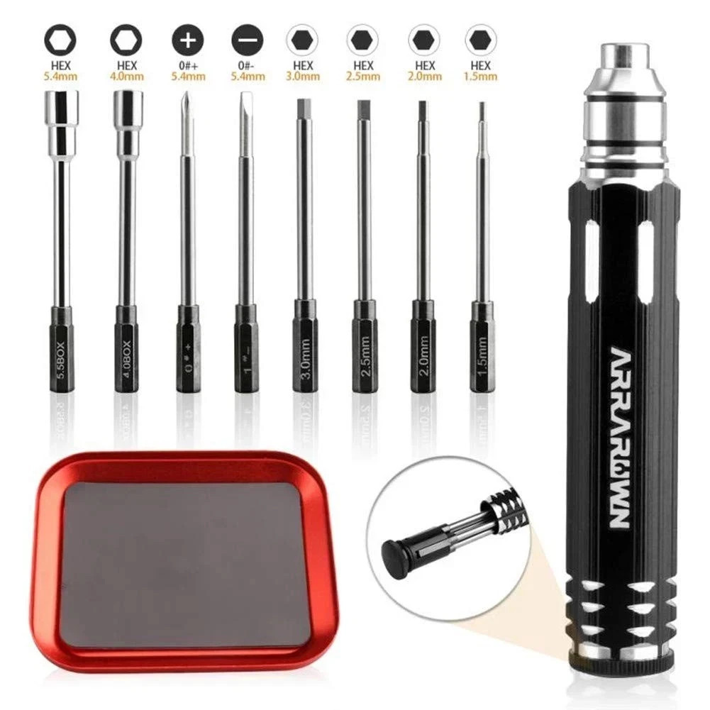 10 in 1 RC Model Repair Tools Kit with 1.5/2.0/2.5/3.0/4.0/5.5mm Hex Screwdri