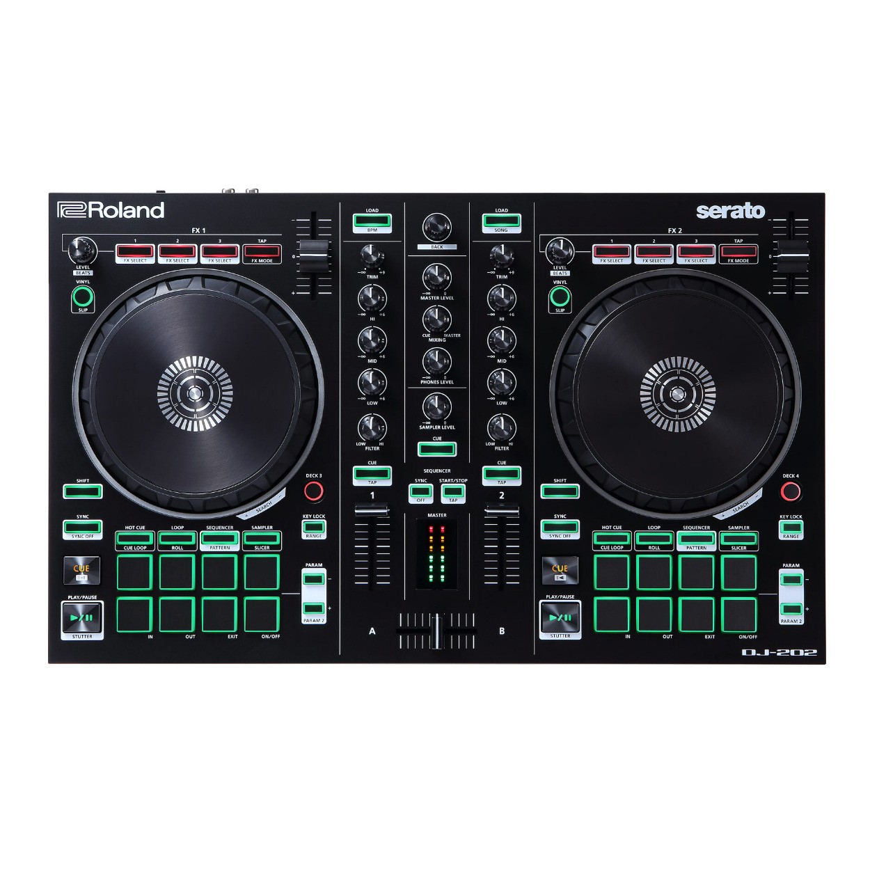 Roland DJ 202 Lightweight Two Channel Four Deck Serato DJ Controller PRO