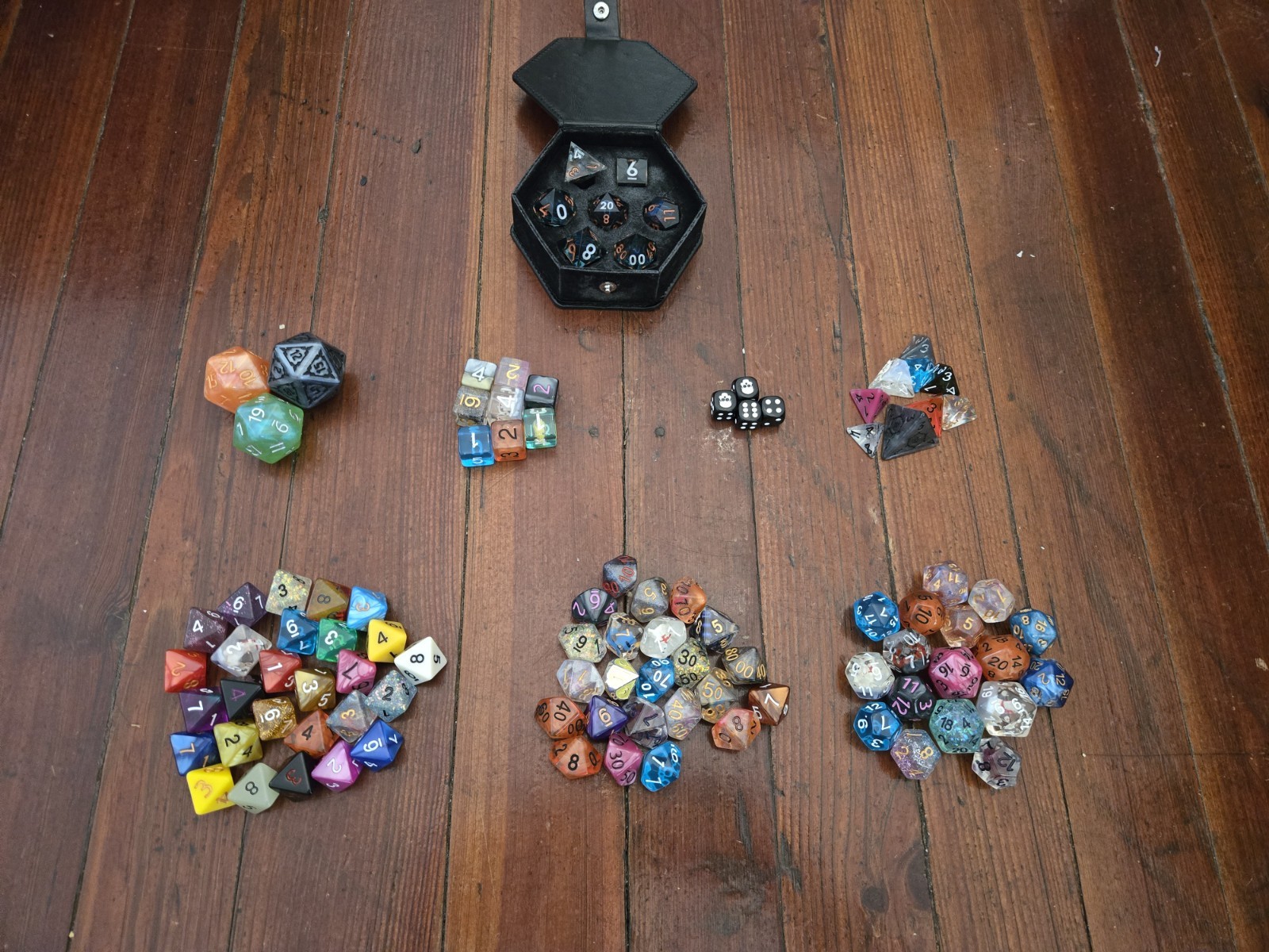 Mixed Lot (98) Polyhedral RPG Dice Set D4 D6 D8 D10 D12 D20, DnD 98 Dice Total
