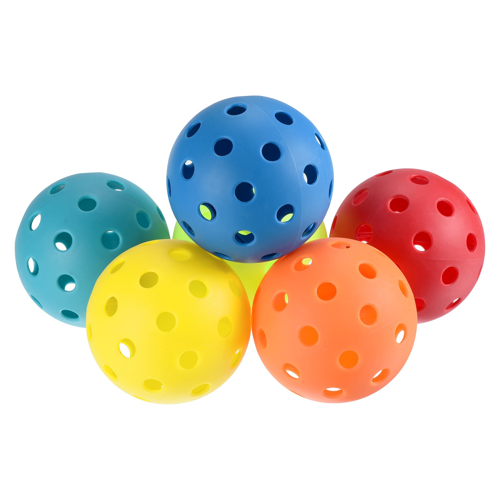 6 Pack Outdoor Pickleballs USA Pickleball Approved 40 Holes 0.92" 6 Colors