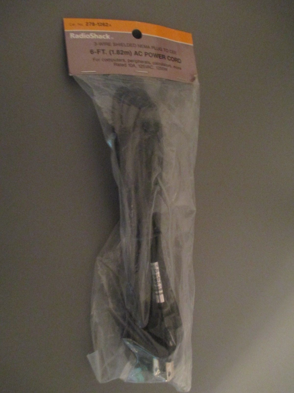 Radioshack 6ft AC Power Cord 125VAC Computers Peripherals Calculators 2781262A