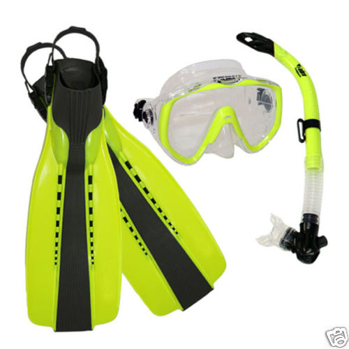 Scuba Diving Silicone Mask Semi-Dry Snorkel Fins Gear Set