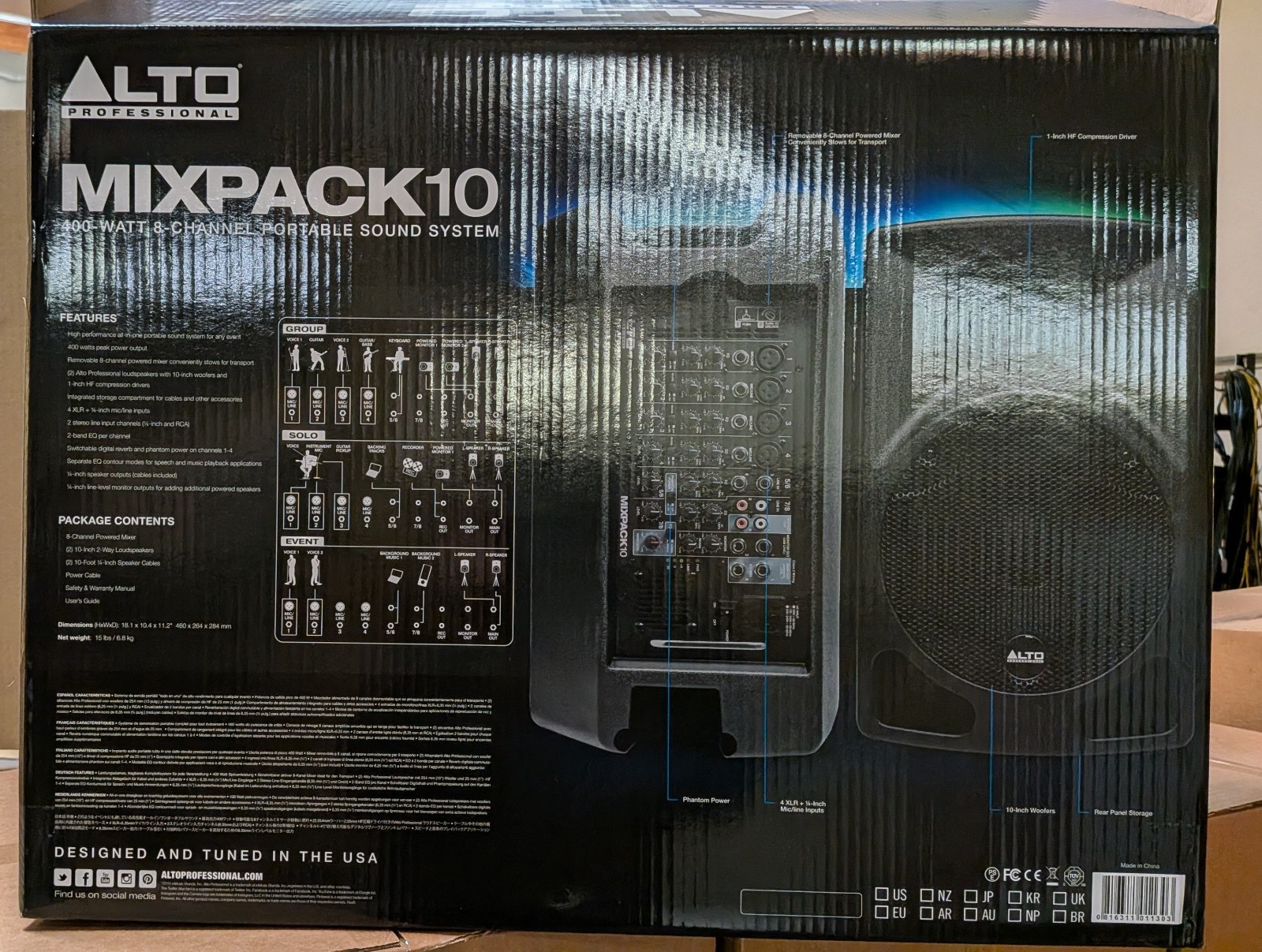Alto Mixpack 10 PA Portable Speaker Sound System Mixer Cables Audio 400w - Note