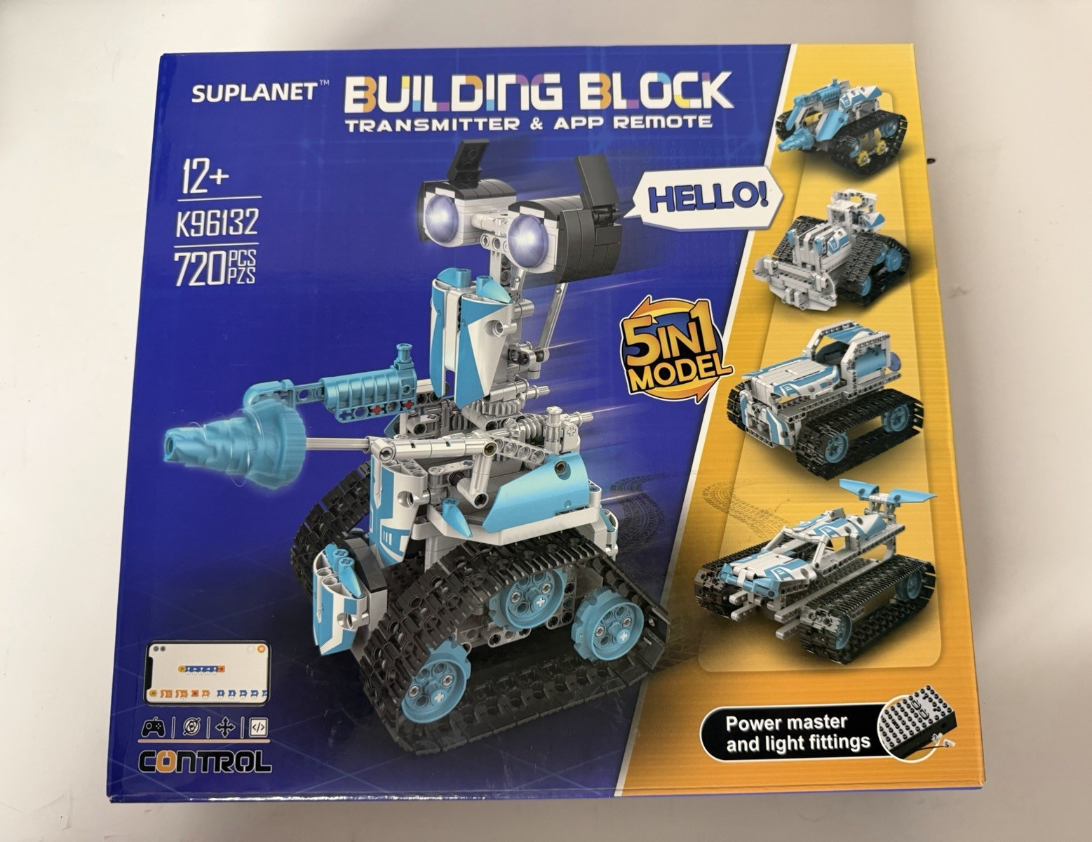 SUPLANET Building Block K96132 720PCS 5-in-1 Robot Set App/Remote LED Lights