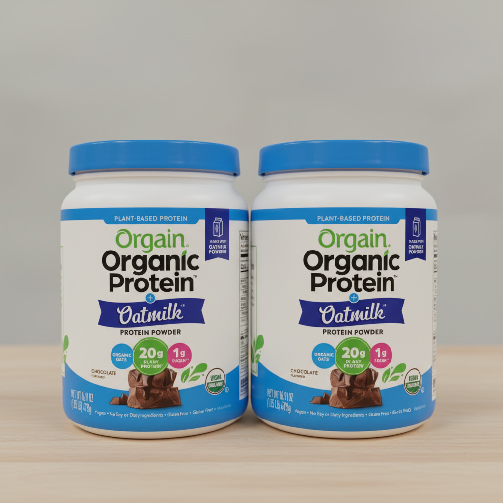 2x Orgain Organic Vegan Protein Powder + Oat Milk, Chocolate - 20g Plant Based P