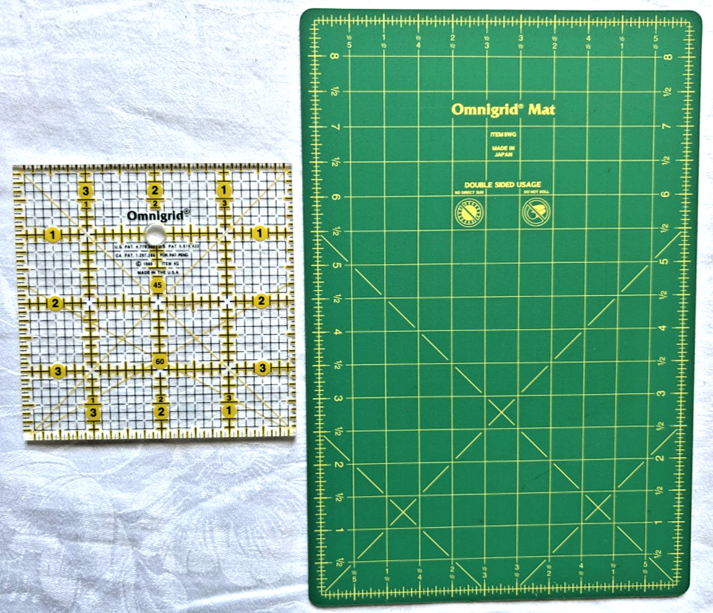 OMNIGRID Mini Kit Cutting Mat & Square 4" Ruler for Quilting Sewing Paper Crafts