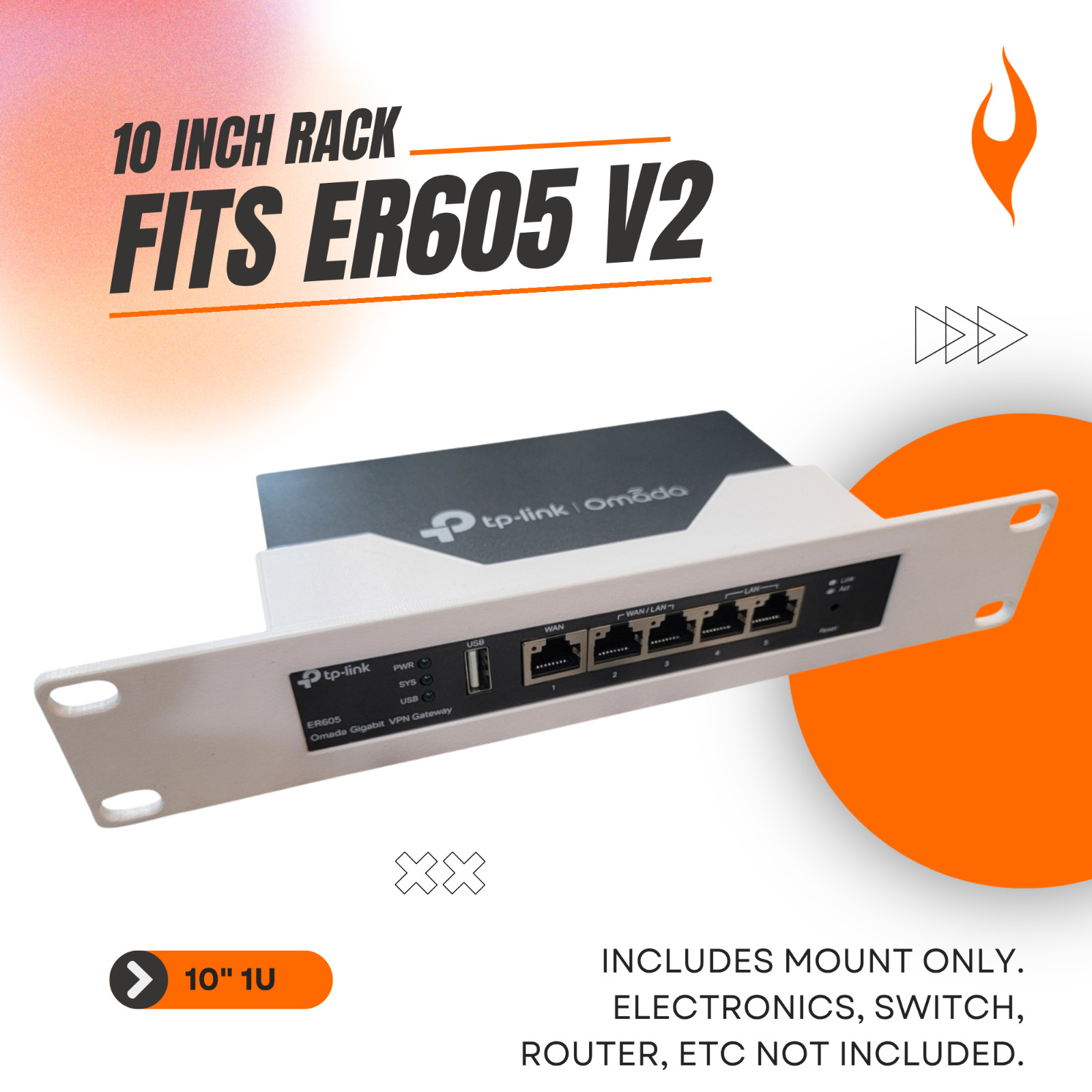 10 inch 1U Network Rack Mount for TP-Link ER605 V2 Gigabit Router for Homelab