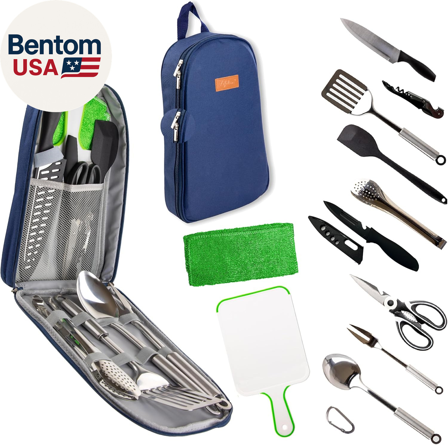 12 Pcs Camp Cooking Utensil Set & Outdoor Kitchen Gear Cookware Kit, Portable Co