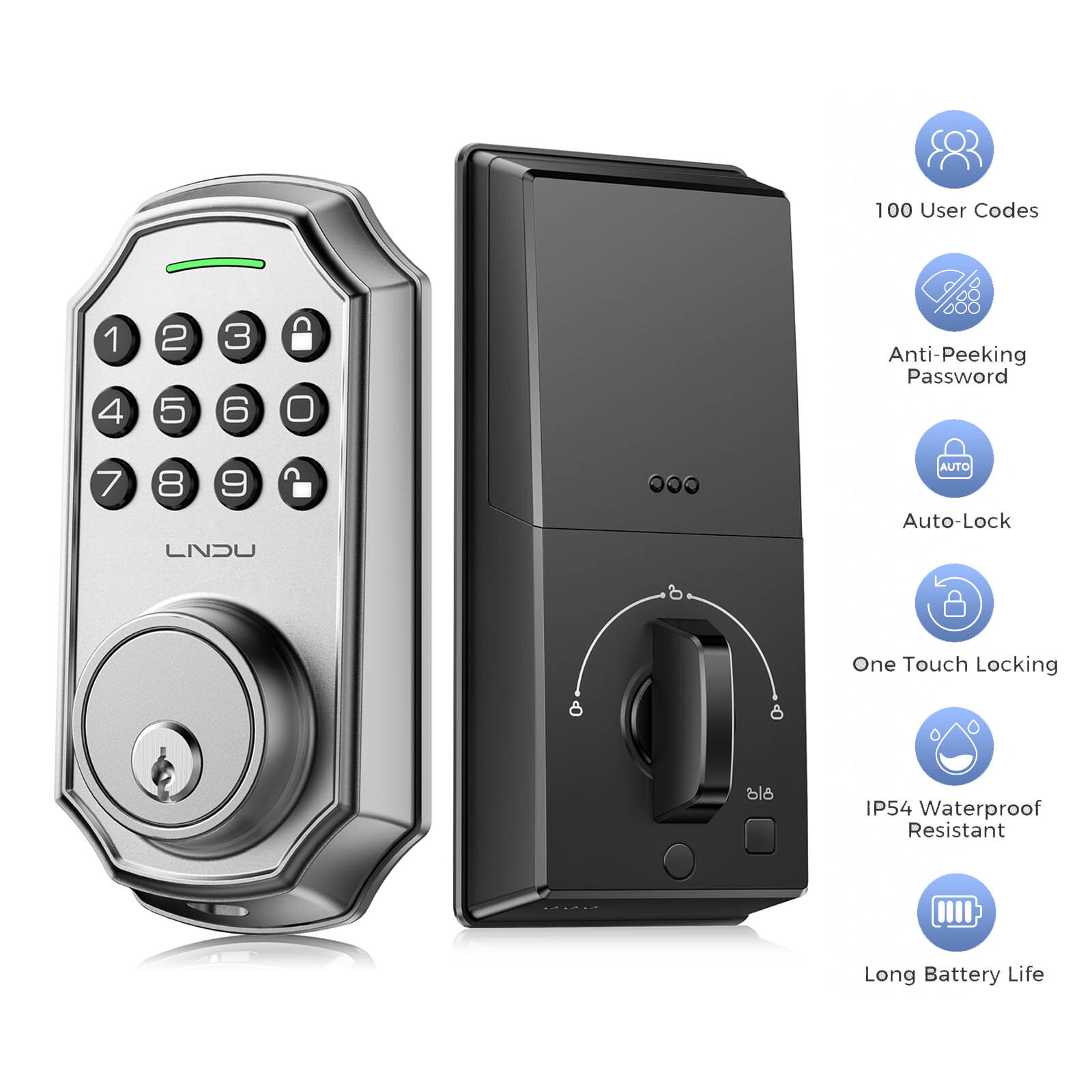 ARPHA Smart Front Door Lock Set 100Code Electronic Keypad Deadbolt Keyless Entry