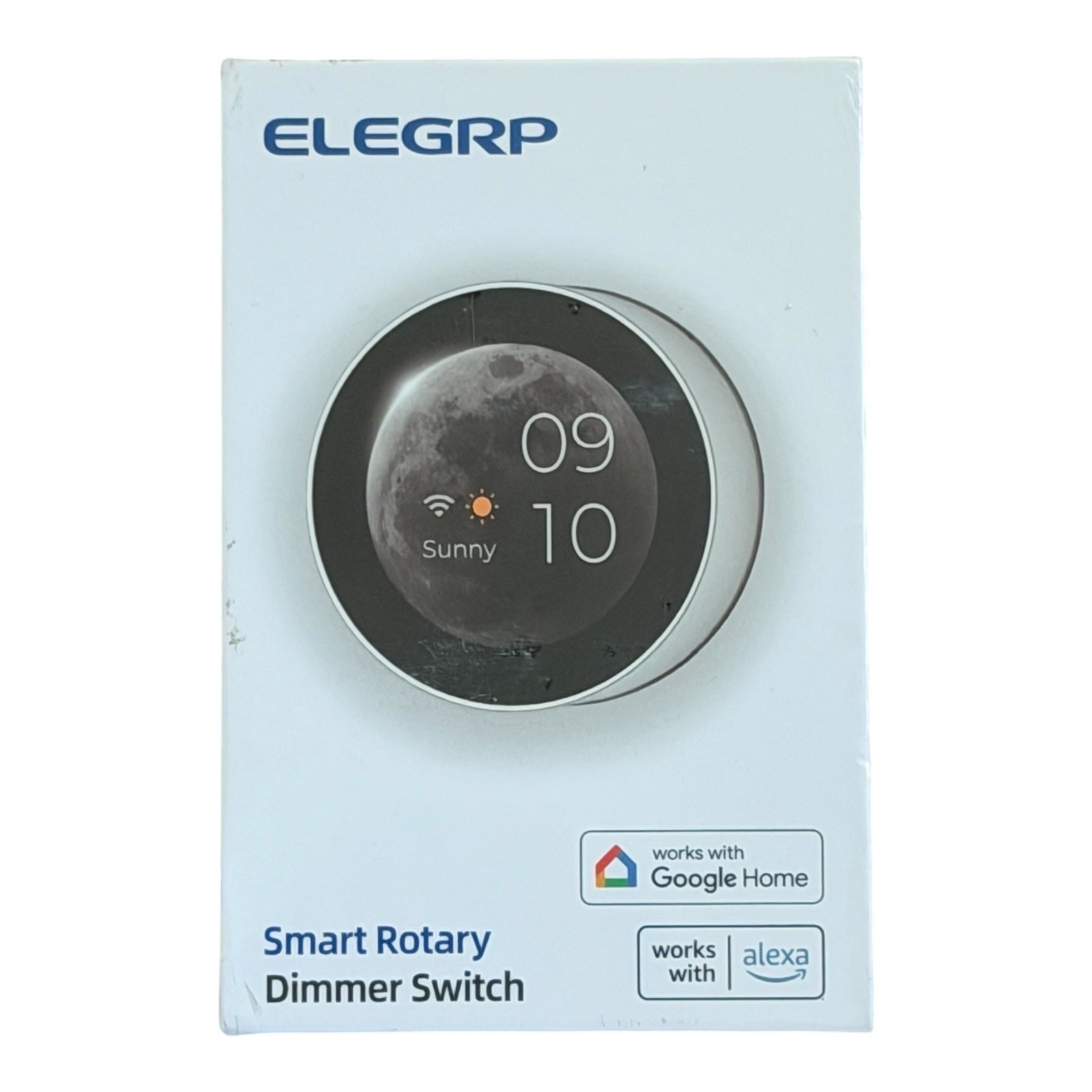 ELEGRP WiFi Smart White Rotary Traic Dimmer Switch 1.8 in TFT Display Screen