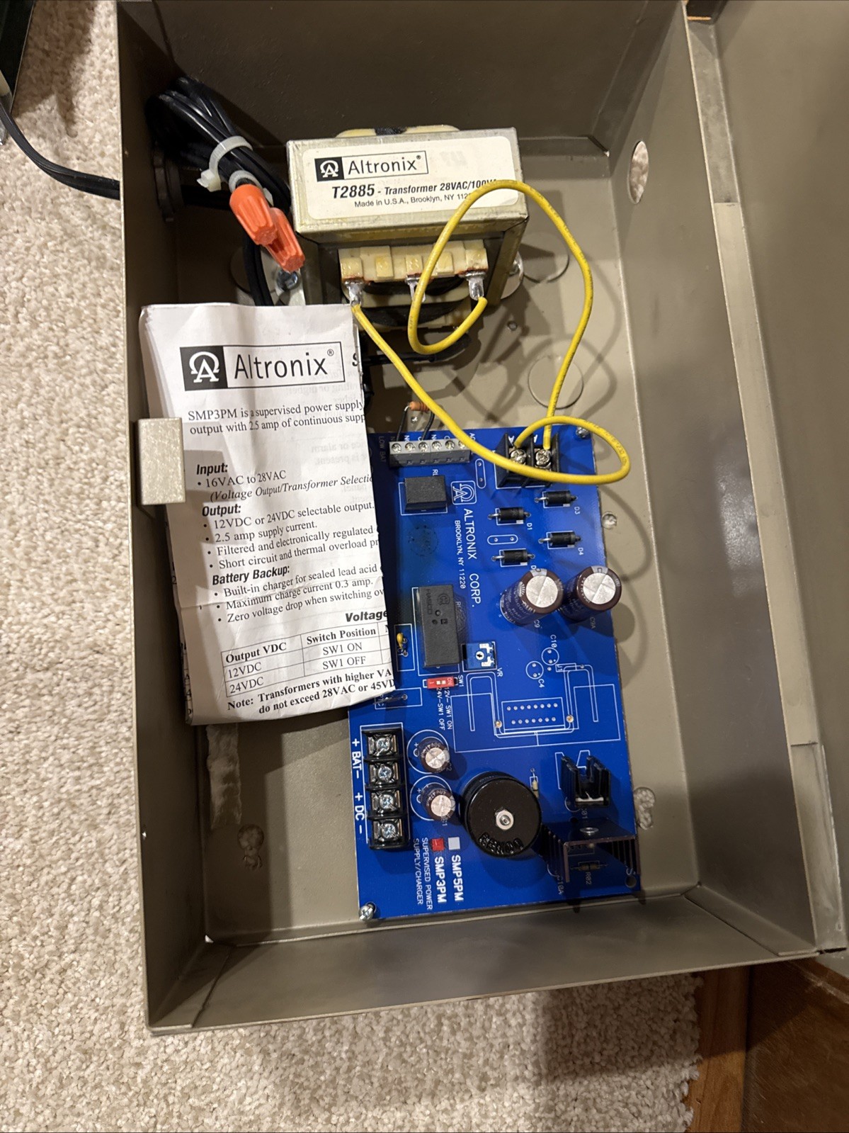 Altronix SMP3PM Supervised Power Supply Charger & T2885 Transformer