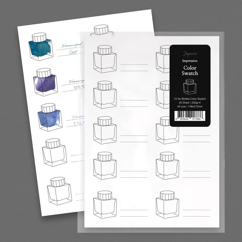 Wearingeul Impression Ink Color Swatch Paper - A5 - 10 Ink Bottles