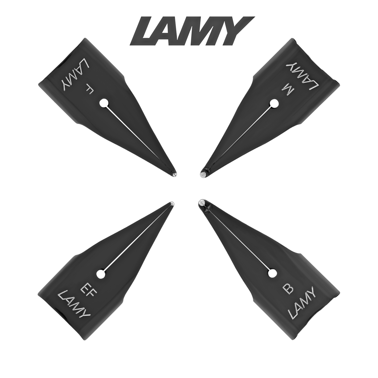 Lamy Replacement Fountain Pen Nib Set in Black Stainless Steel Assorted Nibs NEW