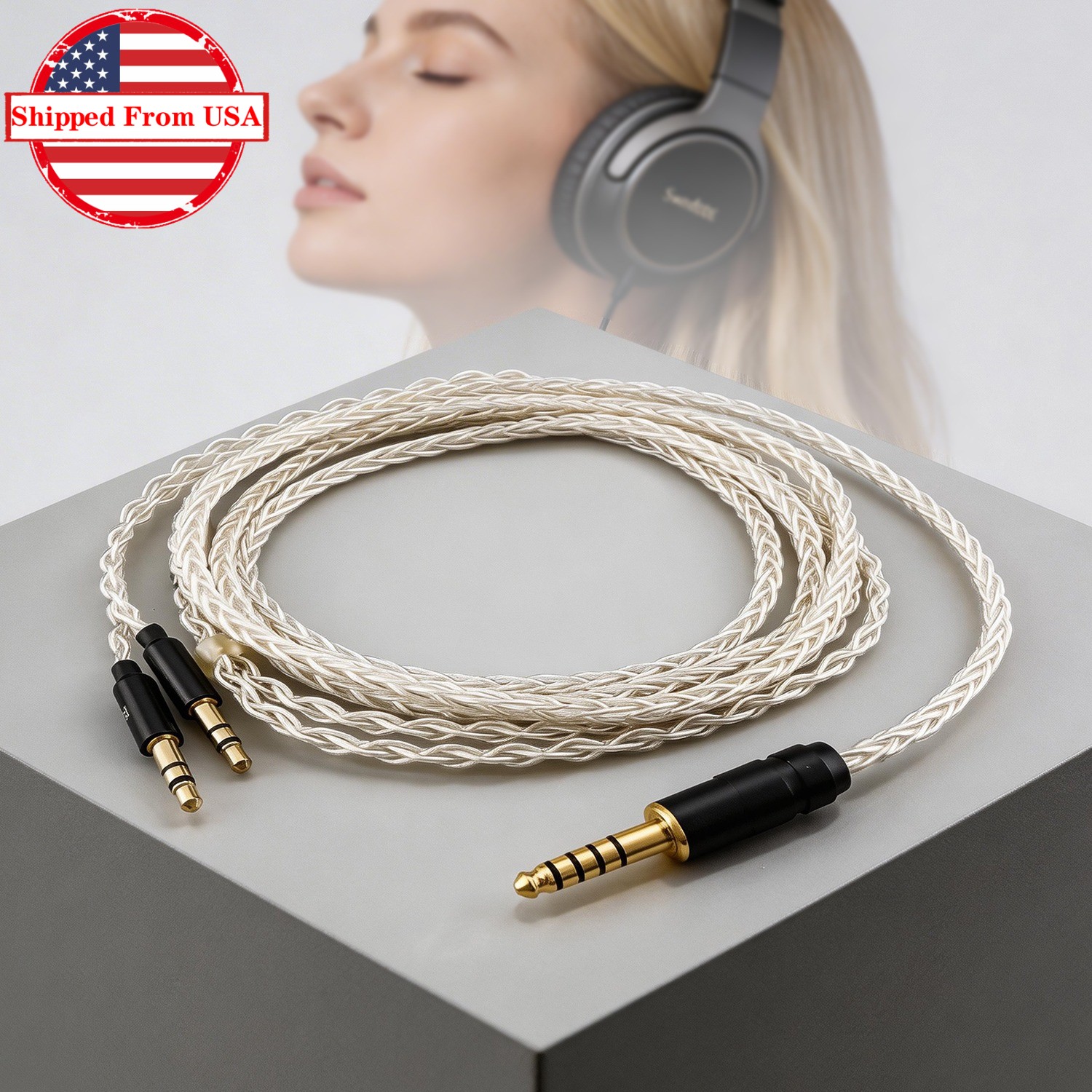 4.4mm Jack Plug Balanced Headphone Cable for Hifiman Ananda Sundara Arya HE400SE