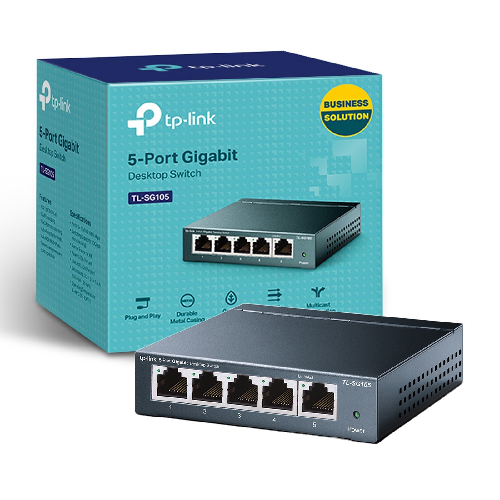 TP-Link TL-SG105 5-Port Gigabit Ethernet Unmanaged Metal Desktop Network Switch