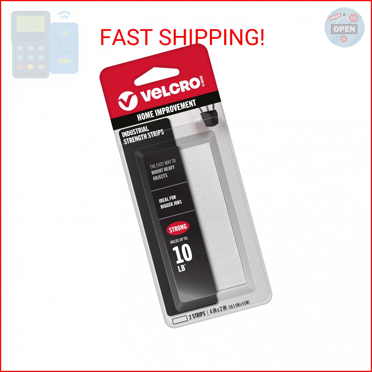VELCRO Brand Industrial Fasteners Stick-On Adhesive | Professional Grade Heavy D